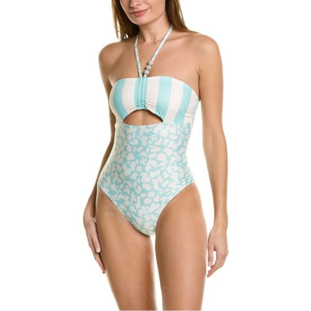 Tanya Taylor Emmy One-Piece Halter Keyhole Swimsuit Size XL